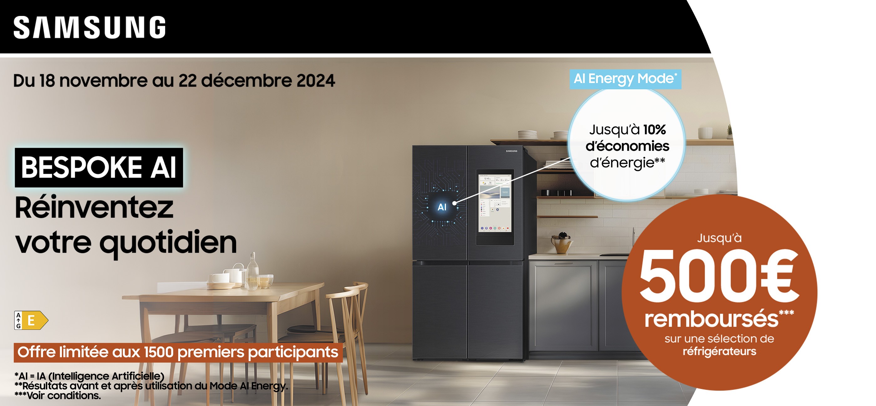 SAMSUNG - BESPOKE AI REFRIGERATEURS