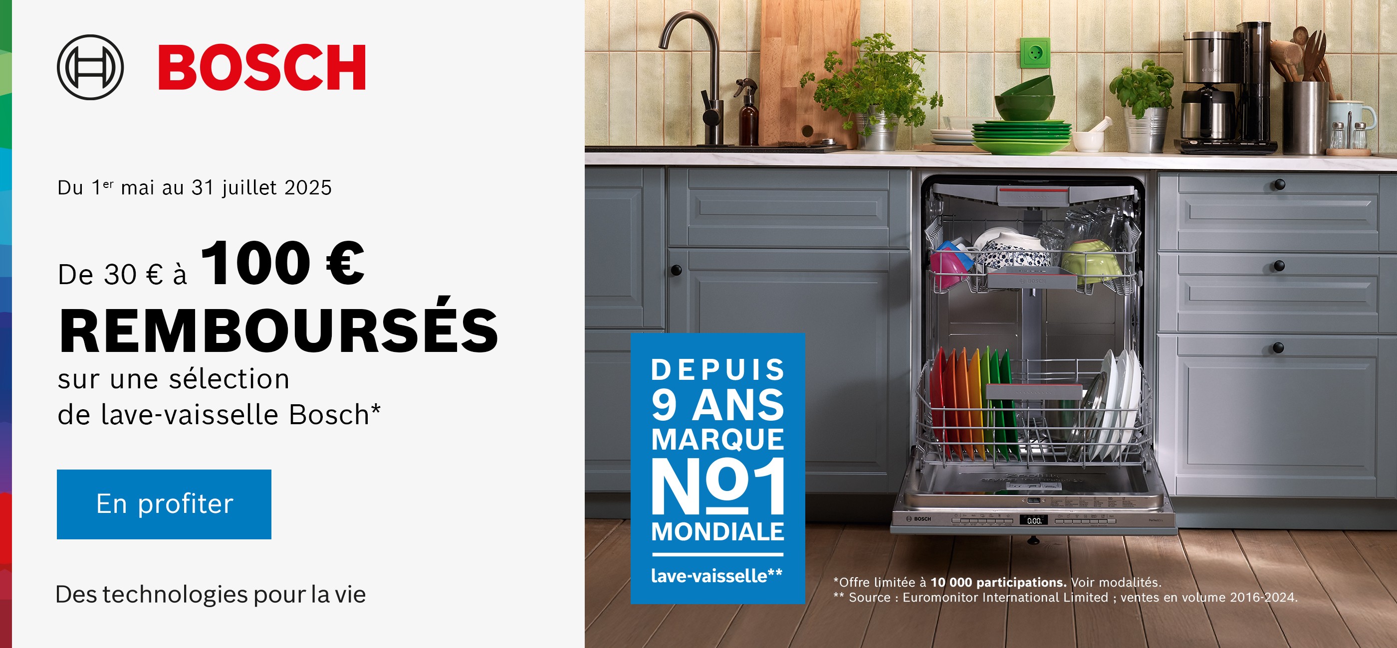 BOSCH - 30 à 100€ remboursés - 01/05/2025 au 31/07/2025